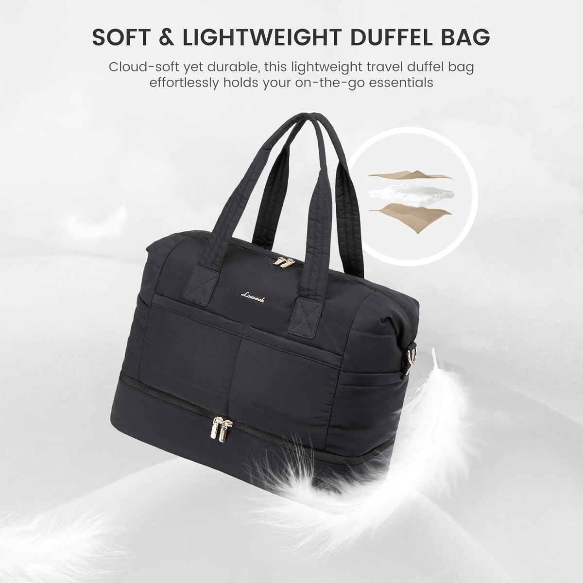 Travel Duffle Bag - Puffer Weekender Bags For Women with Shoe Compartment,50L Carry On Overnight Duffel Bags For Airplanes,Hospital Bag for Labor and Delivery,2Pcs