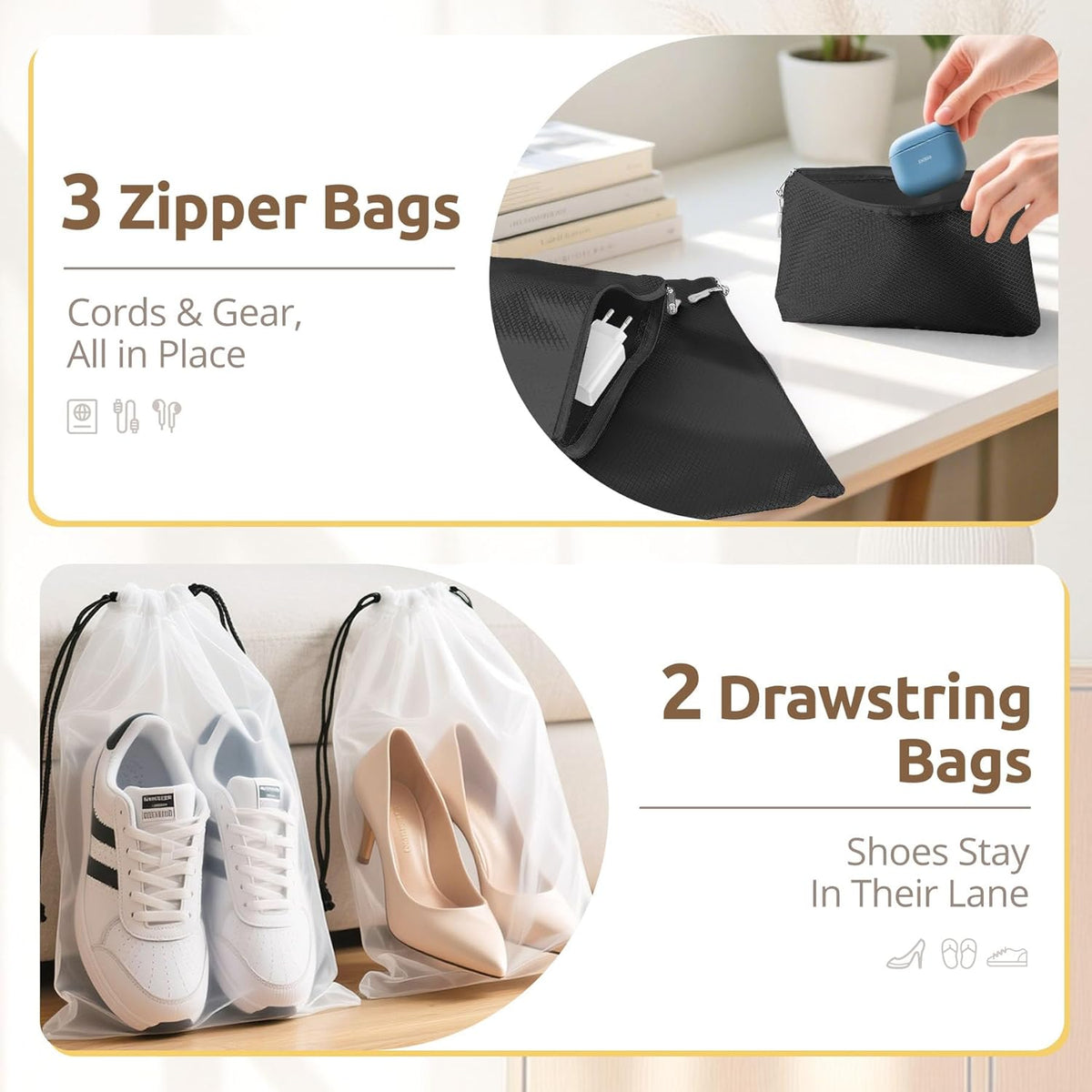 Packing Cubes for Suitcases, 7 Pcs luggage organizer bags with Shoe Bag, 2 Waterproof Travel Toiletry Bags, Travel Cubes for Travel Essentials Travel Accessories