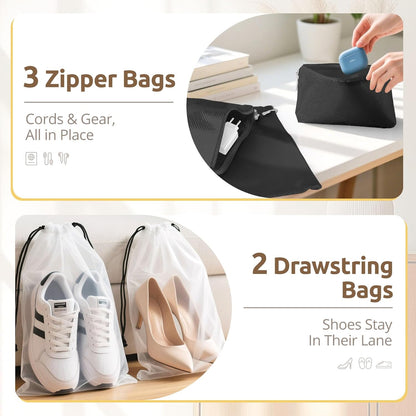 Packing Cubes for Suitcases, 7 Pcs luggage organizer bags with Shoe Bag, 2 Waterproof Travel Toiletry Bags, Travel Cubes for Travel Essentials Travel Accessories