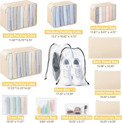Packing Cubes for Suitcases, 7 Pcs luggage organizer bags with Shoe Bag, 2 Waterproof Travel Toiletry Bags, Travel Cubes for Travel Essentials Travel Accessories