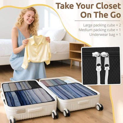 Packing Cubes for Suitcases, 7 Pcs luggage organizer bags with Shoe Bag, 2 Waterproof Travel Toiletry Bags, Travel Cubes for Travel Essentials Travel Accessories