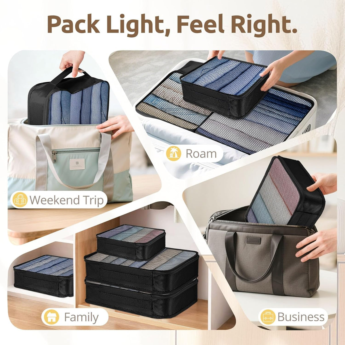 Packing Cubes for Suitcases, 7 Pcs luggage organizer bags with Shoe Bag, 2 Waterproof Travel Toiletry Bags, Travel Cubes for Travel Essentials Travel Accessories