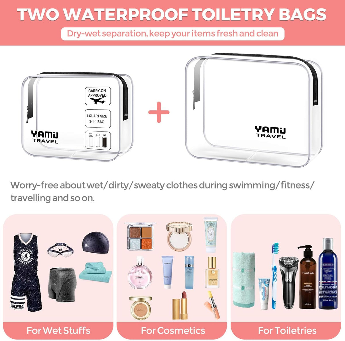 Packing Cubes for Suitcases, 7 Pcs luggage organizer bags with Shoe Bag, 2 Waterproof Travel Toiletry Bags, Travel Cubes for Travel Essentials Travel Accessories