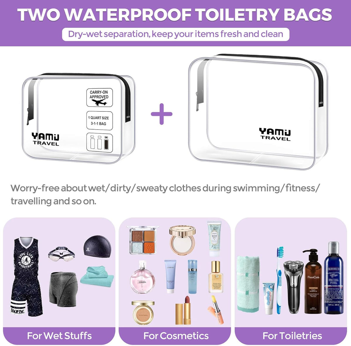 Packing Cubes for Suitcases, 7 Pcs luggage organizer bags with Shoe Bag, 2 Waterproof Travel Toiletry Bags, Travel Cubes for Travel Essentials Travel Accessories