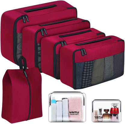 Packing Cubes for Suitcases, 7 Pcs luggage organizer bags with Shoe Bag, 2 Waterproof Travel Toiletry Bags, Travel Cubes for Travel Essentials Travel Accessories