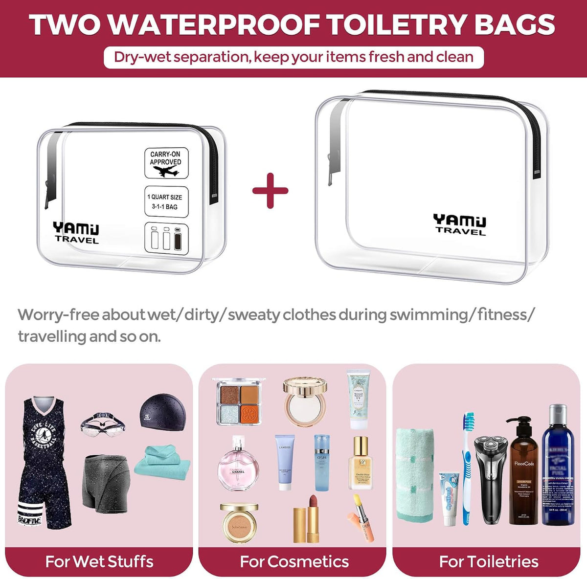 Packing Cubes for Suitcases, 7 Pcs luggage organizer bags with Shoe Bag, 2 Waterproof Travel Toiletry Bags, Travel Cubes for Travel Essentials Travel Accessories