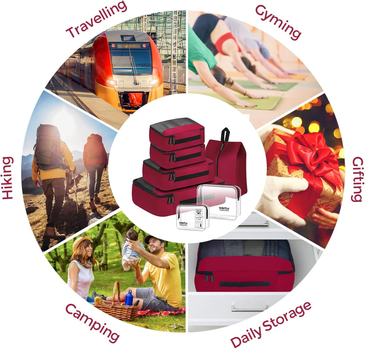 Packing Cubes for Suitcases, 7 Pcs luggage organizer bags with Shoe Bag, 2 Waterproof Travel Toiletry Bags, Travel Cubes for Travel Essentials Travel Accessories