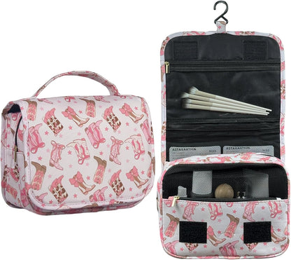 Pink Bows Hanging Travel Toiletry Bag Kit Makeup Bag Cosmetics Organizer for Men Women (Pink Bows)