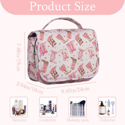 Pink Bows Hanging Travel Toiletry Bag Kit Makeup Bag Cosmetics Organizer for Men Women (Pink Bows)