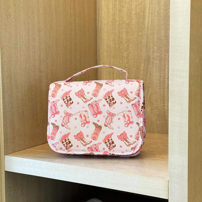 Pink Bows Hanging Travel Toiletry Bag Kit Makeup Bag Cosmetics Organizer for Men Women (Pink Bows)