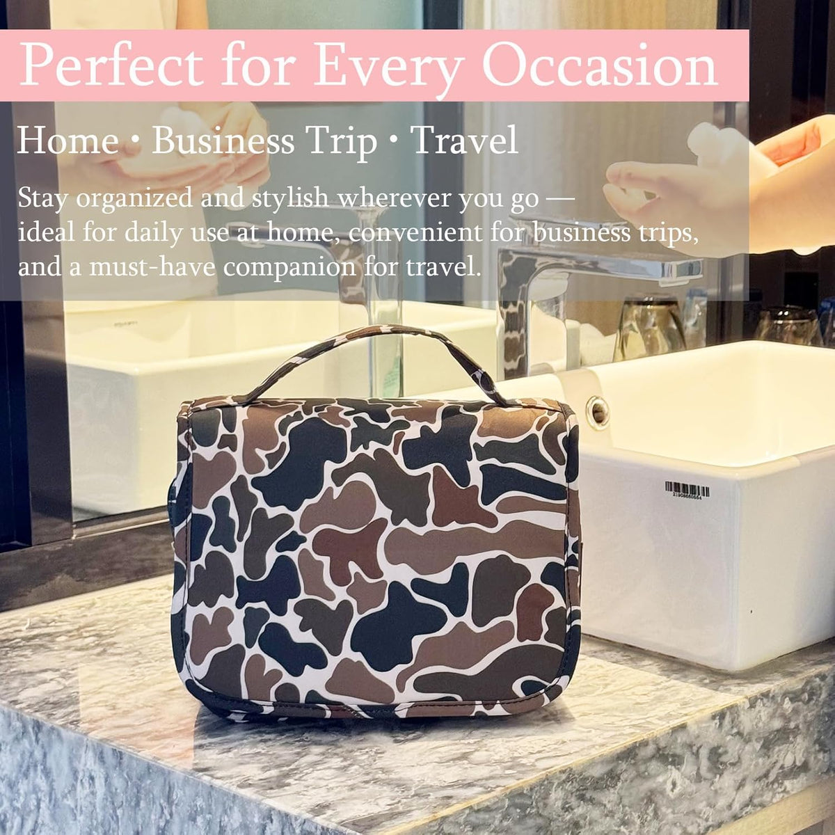 Pink Bows Hanging Travel Toiletry Bag Kit Makeup Bag Cosmetics Organizer for Men Women (Pink Bows)