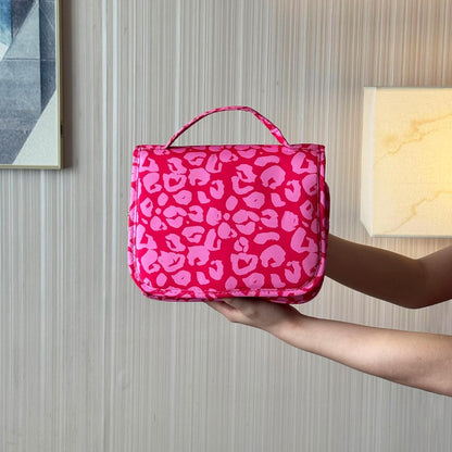 Pink Bows Hanging Travel Toiletry Bag Kit Makeup Bag Cosmetics Organizer for Men Women (Pink Bows)
