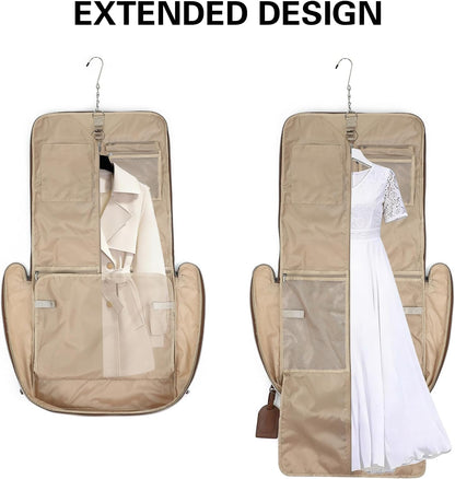 Travel Garment Bag Carry on Suit Bag for Women 51'' Waterproof Garment Bags Dress Bag for Travel Business Hanging Suitcase Luggage Bag with Shoulder Strap free shoe bag Fit 15.6'' Laptop, Pink