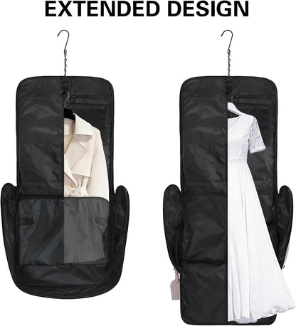 Travel Garment Bag Carry on Suit Bag for Women 51'' Waterproof Garment Bags Dress Bag for Travel Business Hanging Suitcase Luggage Bag with Shoulder Strap free shoe bag Fit 15.6'' Laptop, Pink