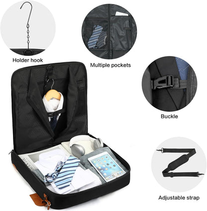 Travel Garment Bag Carry on Suit Bag for Women 51'' Waterproof Garment Bags Dress Bag for Travel Business Hanging Suitcase Luggage Bag with Shoulder Strap free shoe bag Fit 15.6'' Laptop, Pink