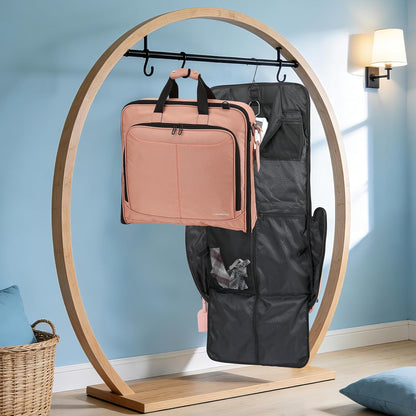 Travel Garment Bag Carry on Suit Bag for Women 51'' Waterproof Garment Bags Dress Bag for Travel Business Hanging Suitcase Luggage Bag with Shoulder Strap free shoe bag Fit 15.6'' Laptop, Pink