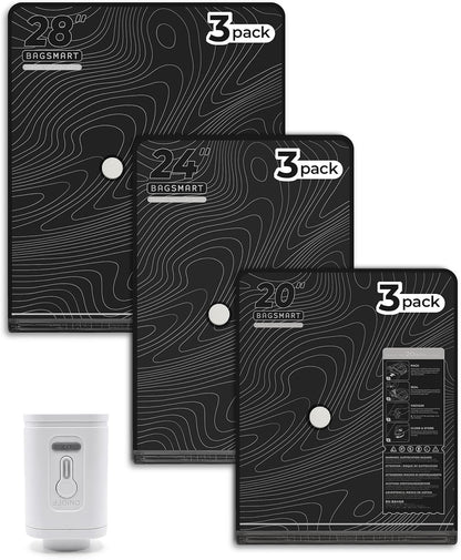 Travel Vacuum Seal Bags with Pump, Jumbo Vacuum Storage Bags for Clothes Blankets Comforters, Space Saver Bags for Travel, Compression Bags for Seasonal Storage-Graphite Ridge