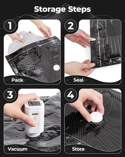 Travel Vacuum Seal Bags with Pump, Jumbo Vacuum Storage Bags for Clothes Blankets Comforters, Space Saver Bags for Travel, Compression Bags for Seasonal Storage-Graphite Ridge