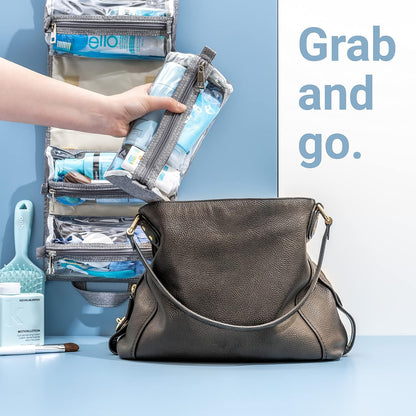 Hanging Roll-Up Makeup Bag/Toiletry Kit/Travel Organizer for Women - 4 Removable Storage Bags - Organize Make Up, Cosmetics, First Aid, Medicine, Personal Care, Bathroom, Palette/Brush Holder