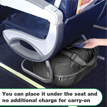 Foldable Personal Item Bag, Carry on Travel Duffle Bag | Frontier Airline Underseat Fit, 18x14x8 inches, Weekend Overnight Trips, Packable