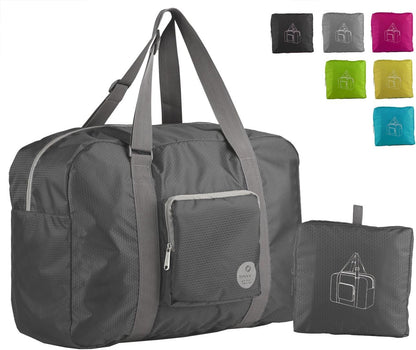 Foldable Personal Item Bag, Carry on Travel Duffle Bag | Frontier Airline Underseat Fit, 18x14x8 inches, Weekend Overnight Trips, Packable