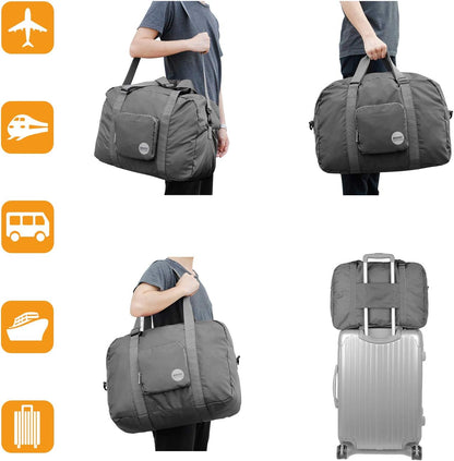 Foldable Personal Item Bag, Carry on Travel Duffle Bag | Frontier Airline Underseat Fit, 18x14x8 inches, Weekend Overnight Trips, Packable