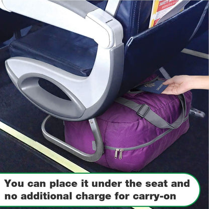 Foldable Personal Item Bag, Carry on Travel Duffle Bag | Frontier Airline Underseat Fit, 18x14x8 inches, Weekend Overnight Trips, Packable