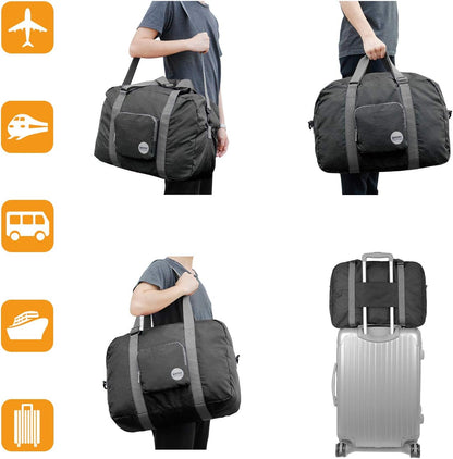 Foldable Personal Item Bag, Carry on Travel Duffle Bag | Frontier Airline Underseat Fit, 18x14x8 inches, Weekend Overnight Trips, Packable