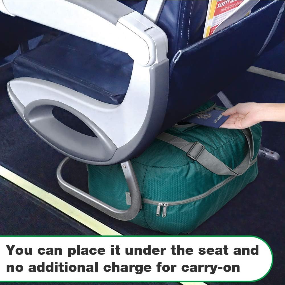 Foldable Personal Item Bag, Carry on Travel Duffle Bag | Frontier Airline Underseat Fit, 18x14x8 inches, Weekend Overnight Trips, Packable
