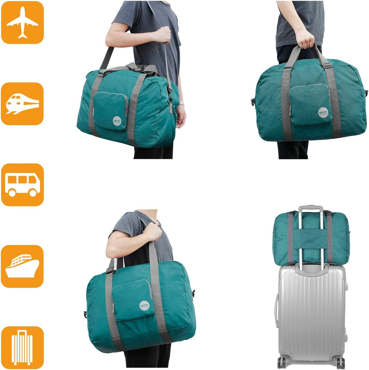 Foldable Personal Item Bag, Carry on Travel Duffle Bag | Frontier Airline Underseat Fit, 18x14x8 inches, Weekend Overnight Trips, Packable