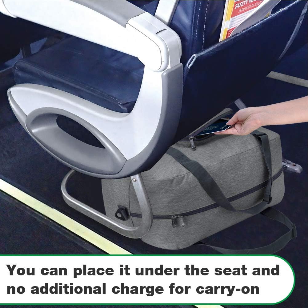 Foldable Personal Item Bag, Carry on Travel Duffle Bag | Frontier Airline Underseat Fit, 18x14x8 inches, Weekend Overnight Trips, Packable