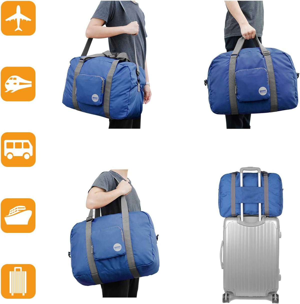 Foldable Personal Item Bag, Carry on Travel Duffle Bag | Frontier Airline Underseat Fit, 18x14x8 inches, Weekend Overnight Trips, Packable