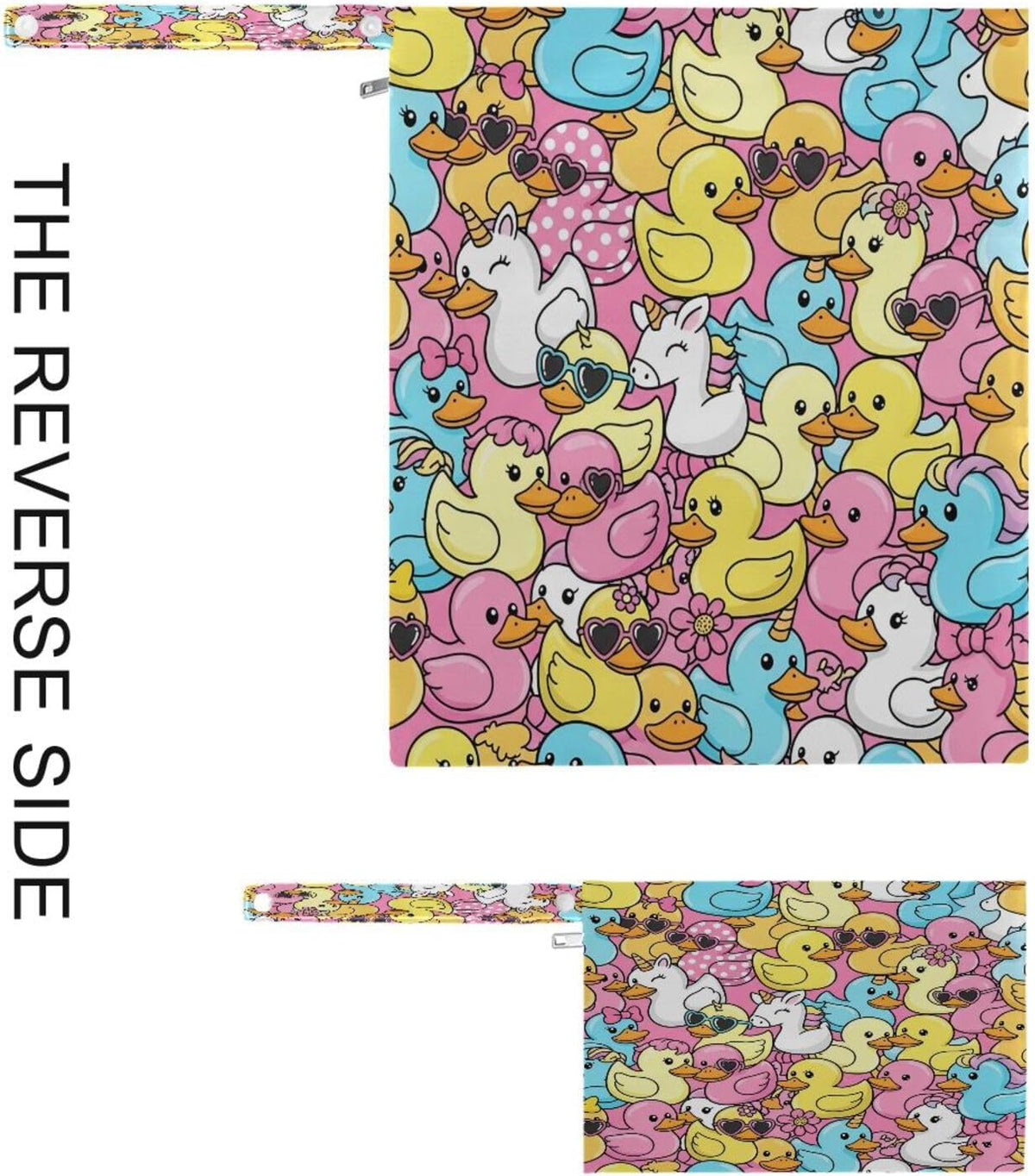 2pcs Waterproof Wet Bag Rubber Ducks Reusable Storage Bag with Two Zippered Pockets Cloth Diaper Wet Dry Bags for Travel, Swimsuits, Wet Clothes