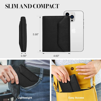Leather Passport Holder for Travel,Rfid Passport Holder Protect Your Card Security,Passport Book Holder for Men Women,Travel Wallet with Cards & Pen Slot,Boarding Pass,Zipper Cash Pocket(Black)