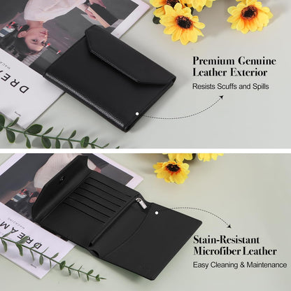 Leather Passport Holder for Travel,Rfid Passport Holder Protect Your Card Security,Passport Book Holder for Men Women,Travel Wallet with Cards & Pen Slot,Boarding Pass,Zipper Cash Pocket(Black)