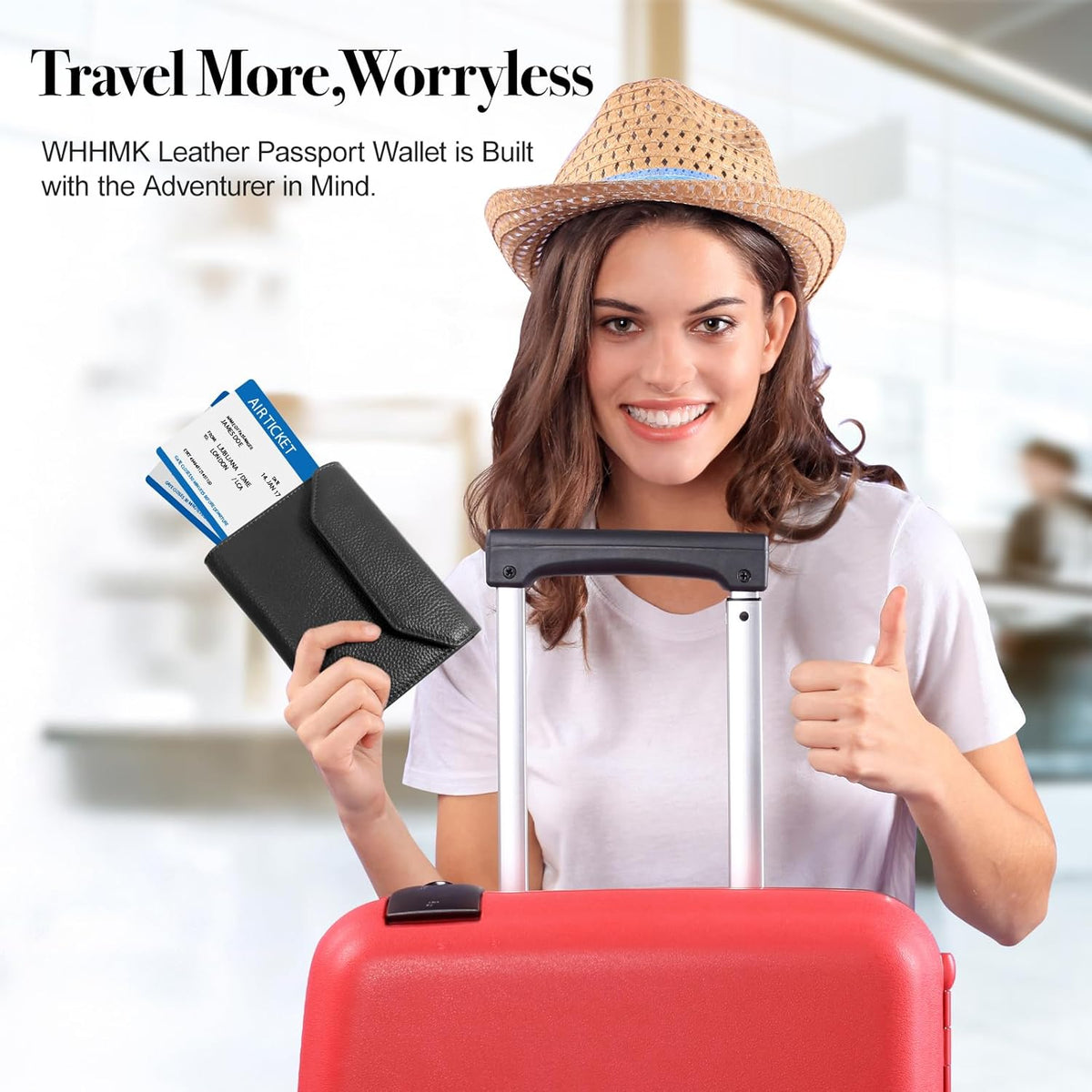 Leather Passport Holder for Travel,Rfid Passport Holder Protect Your Card Security,Passport Book Holder for Men Women,Travel Wallet with Cards & Pen Slot,Boarding Pass,Zipper Cash Pocket(Black)