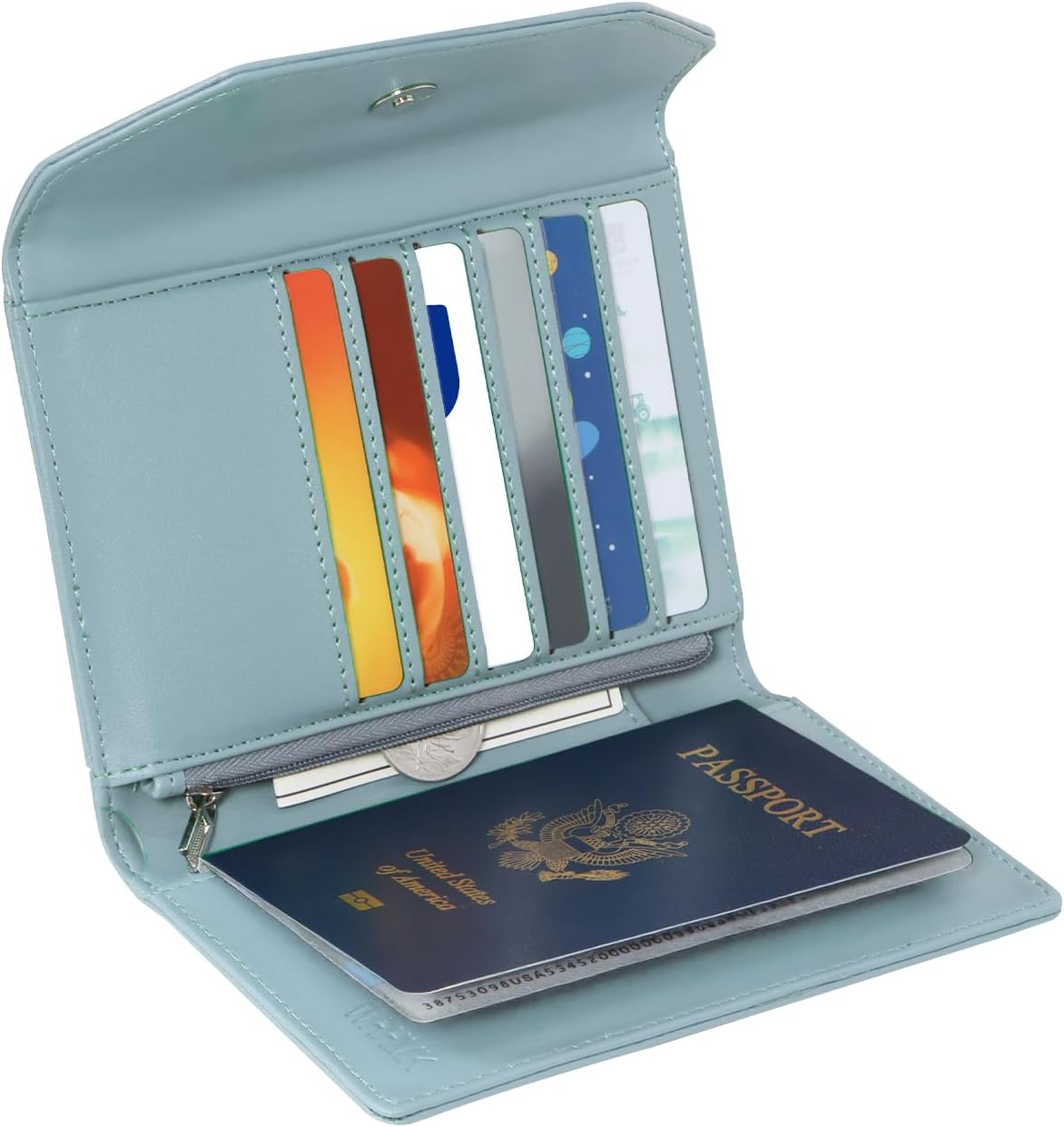 Leather Passport Holder for Travel,Rfid Passport Holder Protect Your Card Security,Passport Book Holder for Men Women,Travel Wallet with Cards & Pen Slot,Boarding Pass,Zipper Cash Pocket(Black)