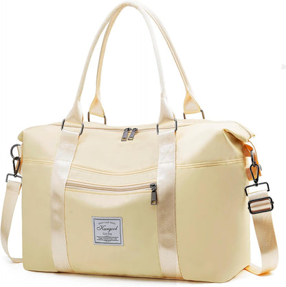 Gym Bag with Wet Pocket, Foldable Travel Duffle Bag Carry On Weekender Bags for Women, Waterproof Overnight Bag for Travel, Gym, Yoga