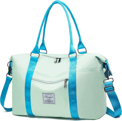 Gym Bag with Wet Pocket, Foldable Travel Duffle Bag Carry On Weekender Bags for Women, Waterproof Overnight Bag for Travel, Gym, Yoga