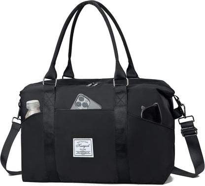 Gym Bag with Wet Pocket, Foldable Travel Duffle Bag Carry On Weekender Bags for Women, Waterproof Overnight Bag for Travel, Gym, Yoga