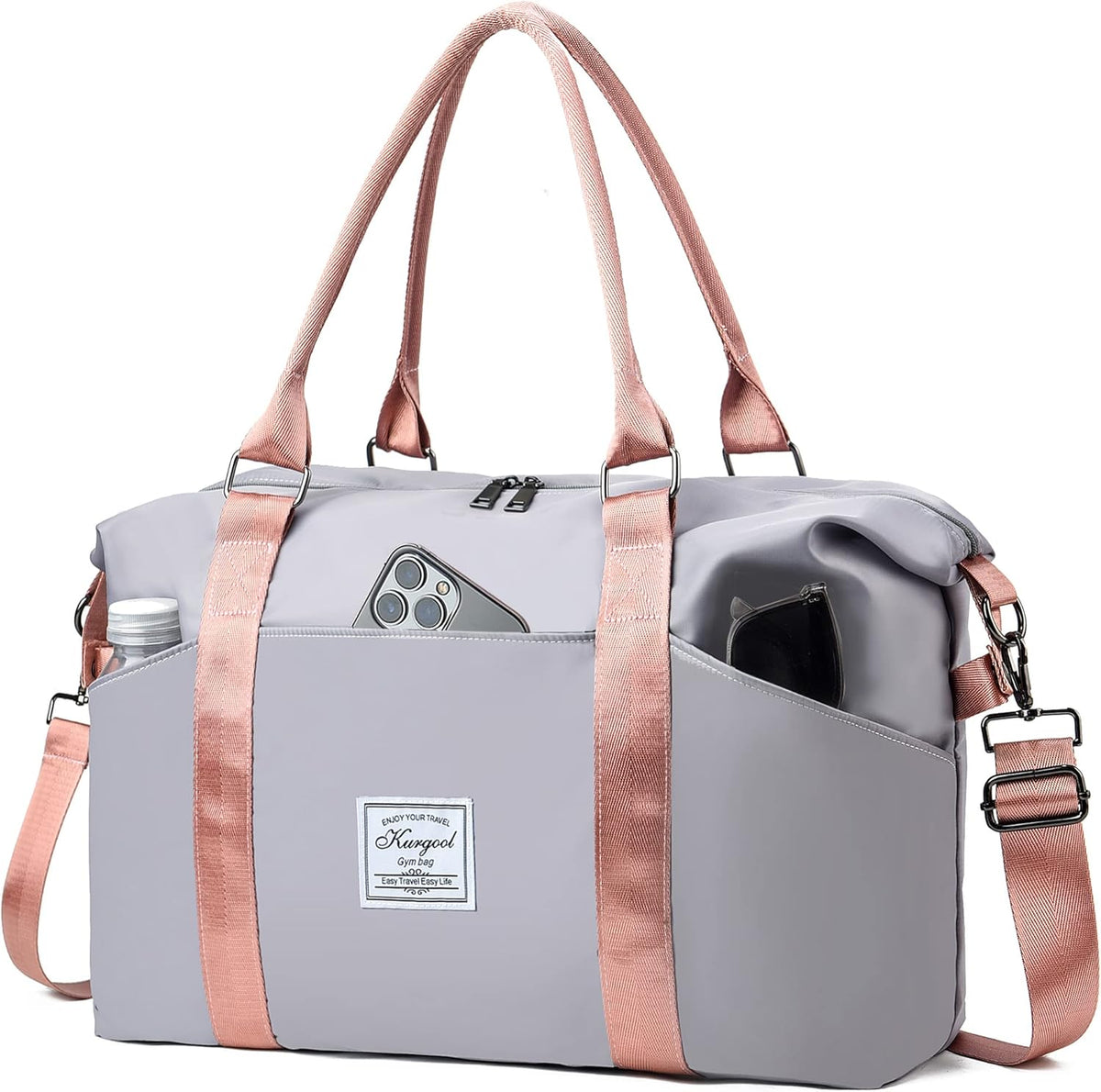 Gym Bag with Wet Pocket, Foldable Travel Duffle Bag Carry On Weekender Bags for Women, Waterproof Overnight Bag for Travel, Gym, Yoga