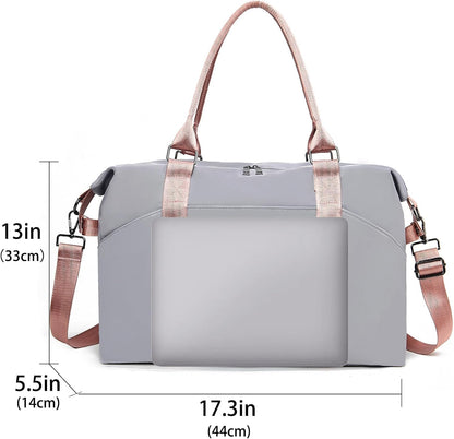 Gym Bag with Wet Pocket, Foldable Travel Duffle Bag Carry On Weekender Bags for Women, Waterproof Overnight Bag for Travel, Gym, Yoga