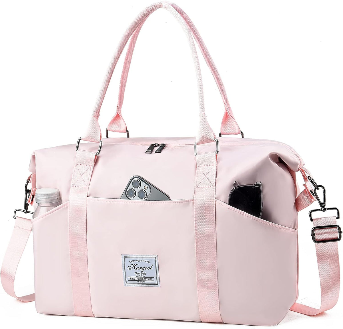 Gym Bag with Wet Pocket, Foldable Travel Duffle Bag Carry On Weekender Bags for Women, Waterproof Overnight Bag for Travel, Gym, Yoga