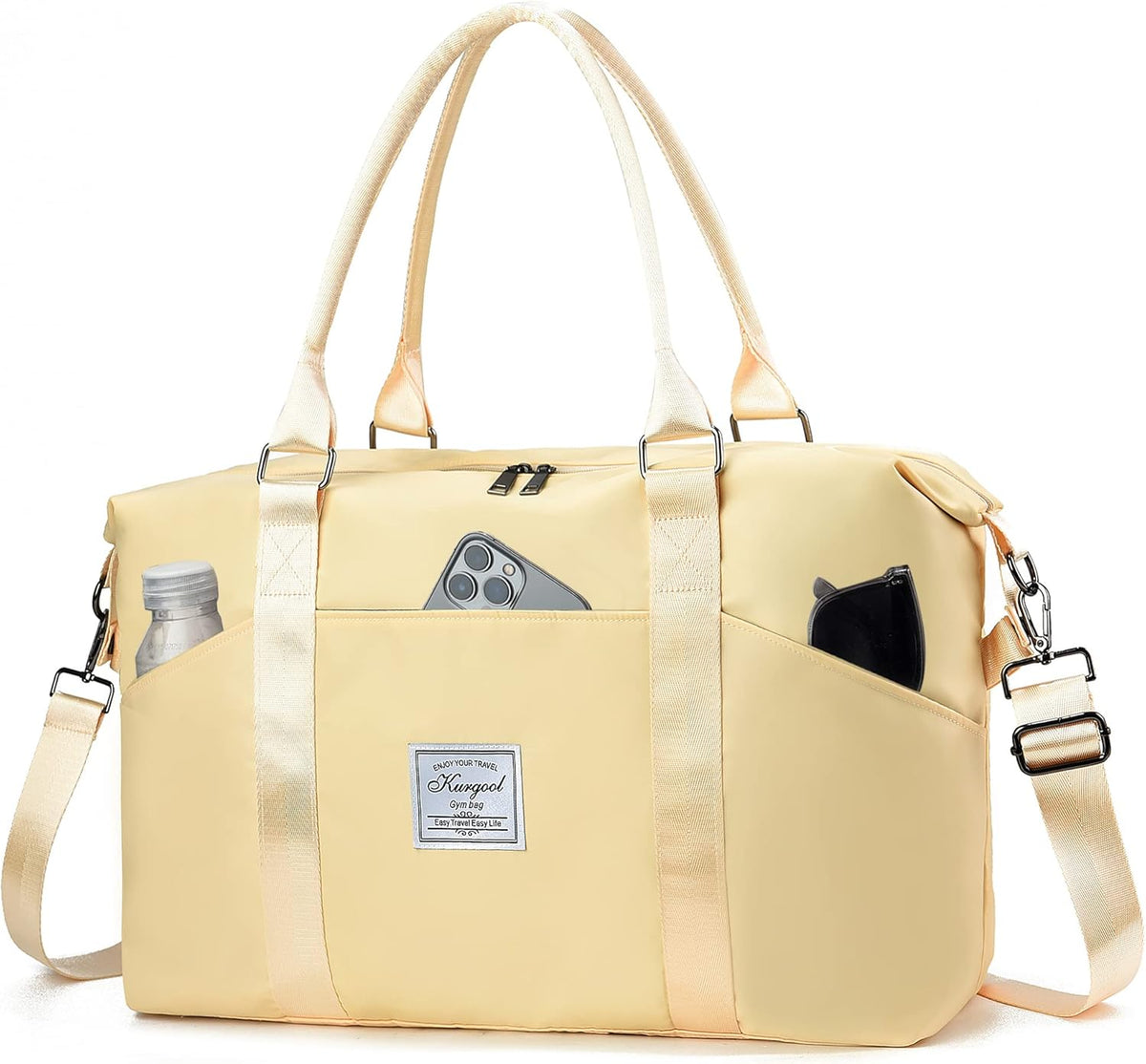 Gym Bag with Wet Pocket, Foldable Travel Duffle Bag Carry On Weekender Bags for Women, Waterproof Overnight Bag for Travel, Gym, Yoga