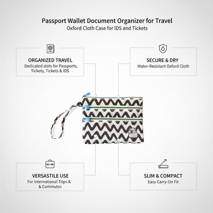 Travel Document Organizer Passport Wallet, Slim Oxford Cloth Case for IDs, Boarding Passes & Tickets