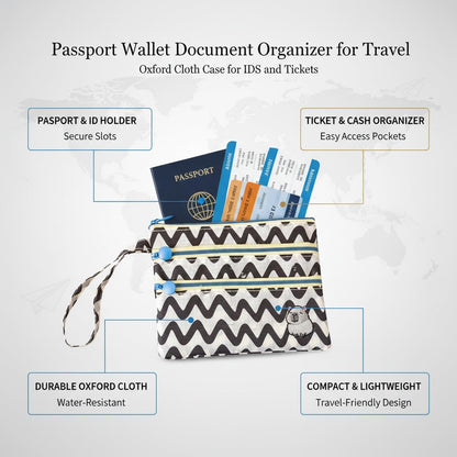 Travel Document Organizer Passport Wallet, Slim Oxford Cloth Case for IDs, Boarding Passes & Tickets