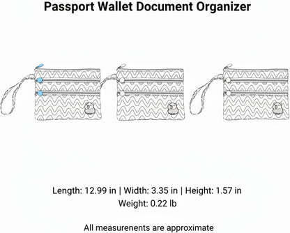 Travel Document Organizer Passport Wallet, Slim Oxford Cloth Case for IDs, Boarding Passes & Tickets