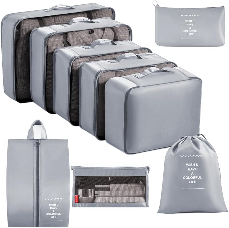 9 set Packing Cubes for Travel,Effortless Organization Cube for Quick Packing& Unpacking, Travel Must Have Suitcase Organizer Essentials for any Journey,Cruise,Camping,hiking,Vacation,Business trip