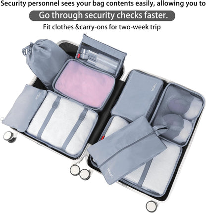 9 set Packing Cubes for Travel,Effortless Organization Cube for Quick Packing& Unpacking, Travel Must Have Suitcase Organizer Essentials for any Journey,Cruise,Camping,hiking,Vacation,Business trip