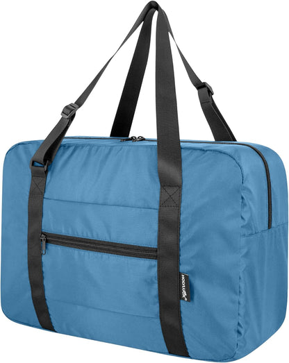 Foldable Travel Duffle Bag, Airlines Approved Carry On Bag Weekender Overnight Bag for Men Women, 40L (Black)